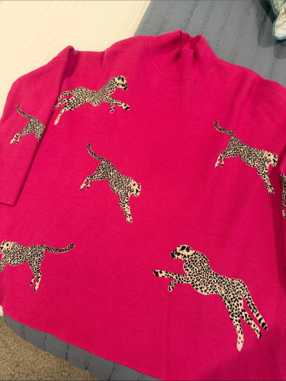 entro Hot Pink Leopard Print Turtleneck Sweater